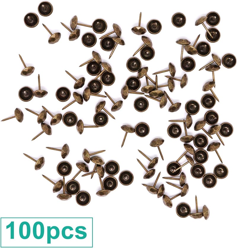 BUXIMN 100pcs Upholstery Tacks, Metal Upholstery Nails for Wood Unique Decorative Nails Thumb Tacks Upholstery Pins Vintage Furniture Tacks Upholstery Nails (11x17mm, Retro Bronze) - Image 3